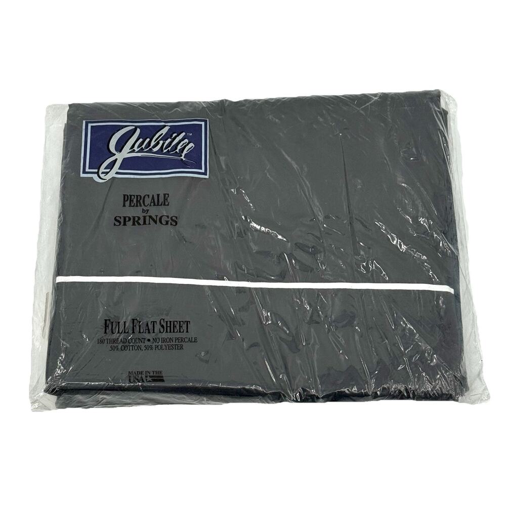 SPRINGS Jubilee FULL Flat Sheet 180 Thread Count BLACK Soft Percale USA Made NIP